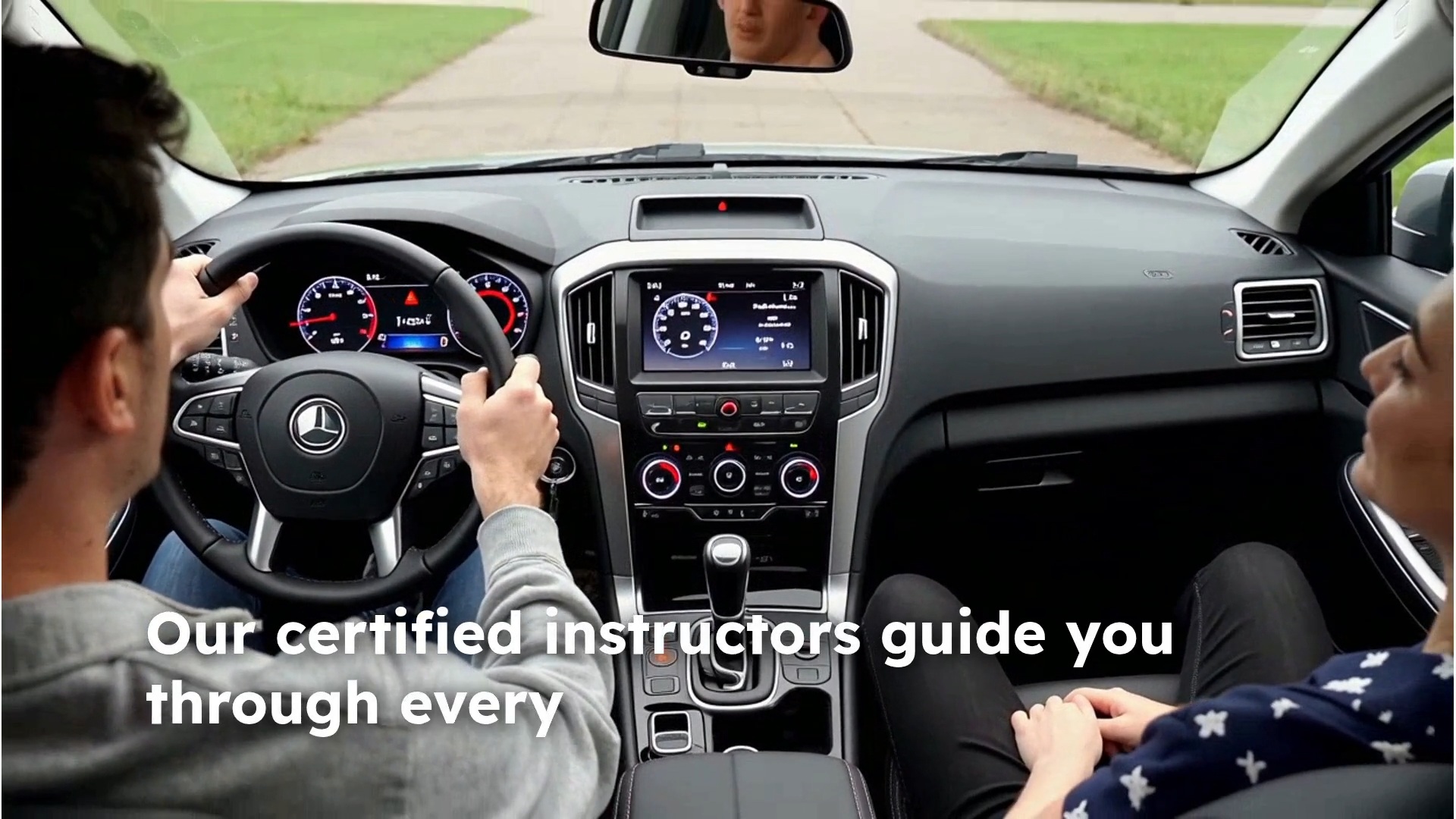 Frame from the AI-generated homepage video on Expertise Pro depicting a driving lesson